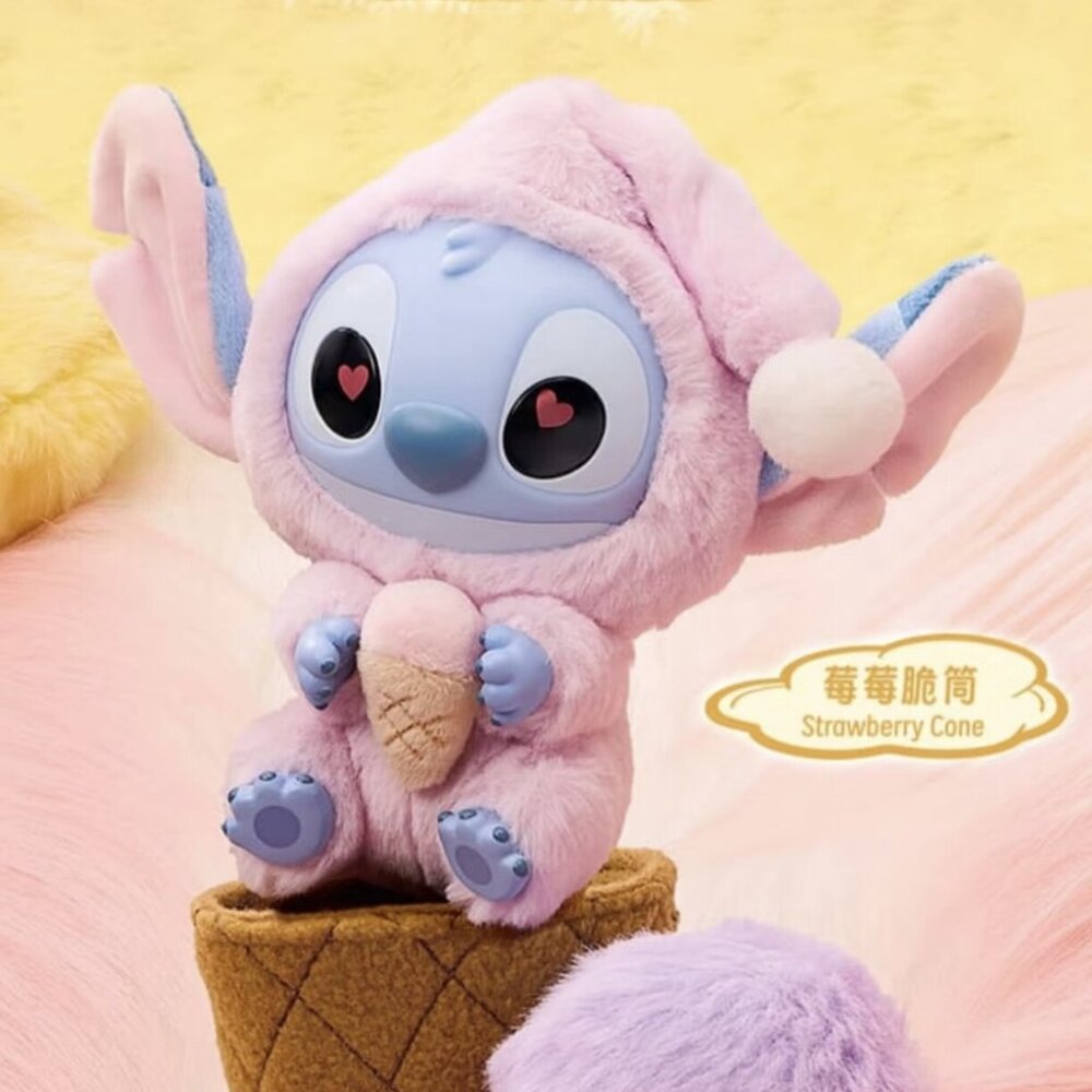 Miniso Stitch Eat Something Before You Sleep Plush Blind Box Strawberry Cone